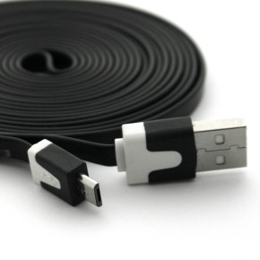 Micro USB кабел универсален тип лента 2 метра черен